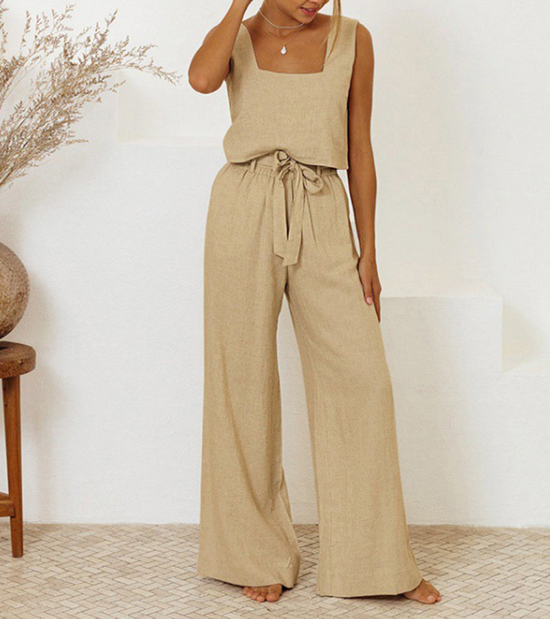 Megan - Completo Top Minimalista e Pantalone Svasato