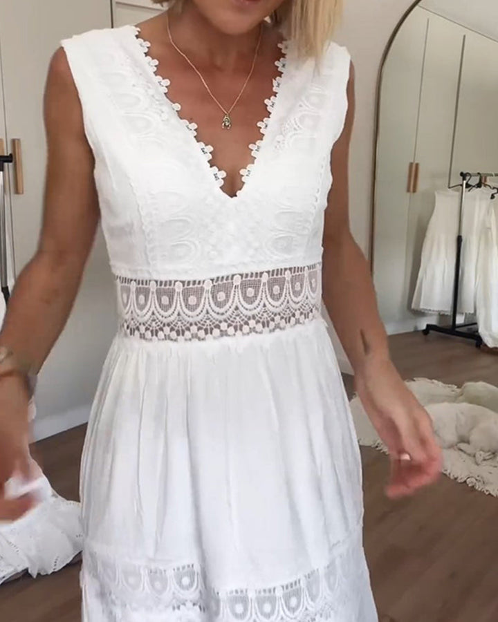 Circe - Vestito Camisole in Pizzo con Collo a V