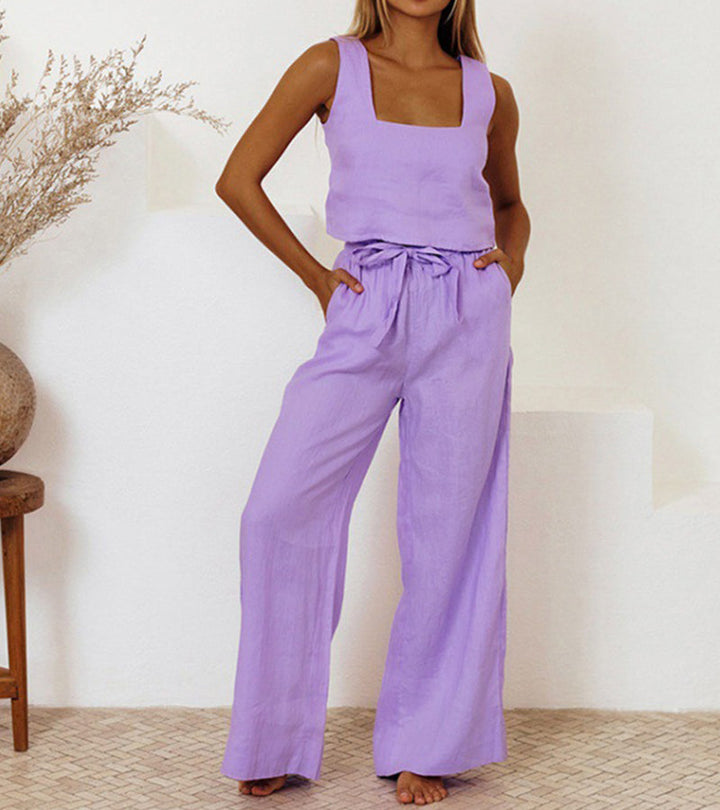 Megan - Completo Top Minimalista e Pantalone Svasato