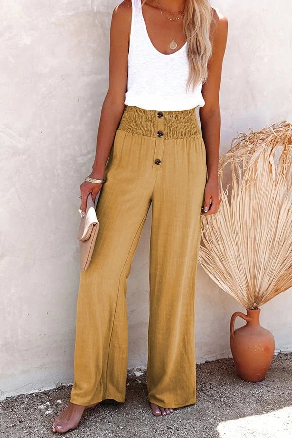 Riana - Pantaloni a Vita Alta Relaxati