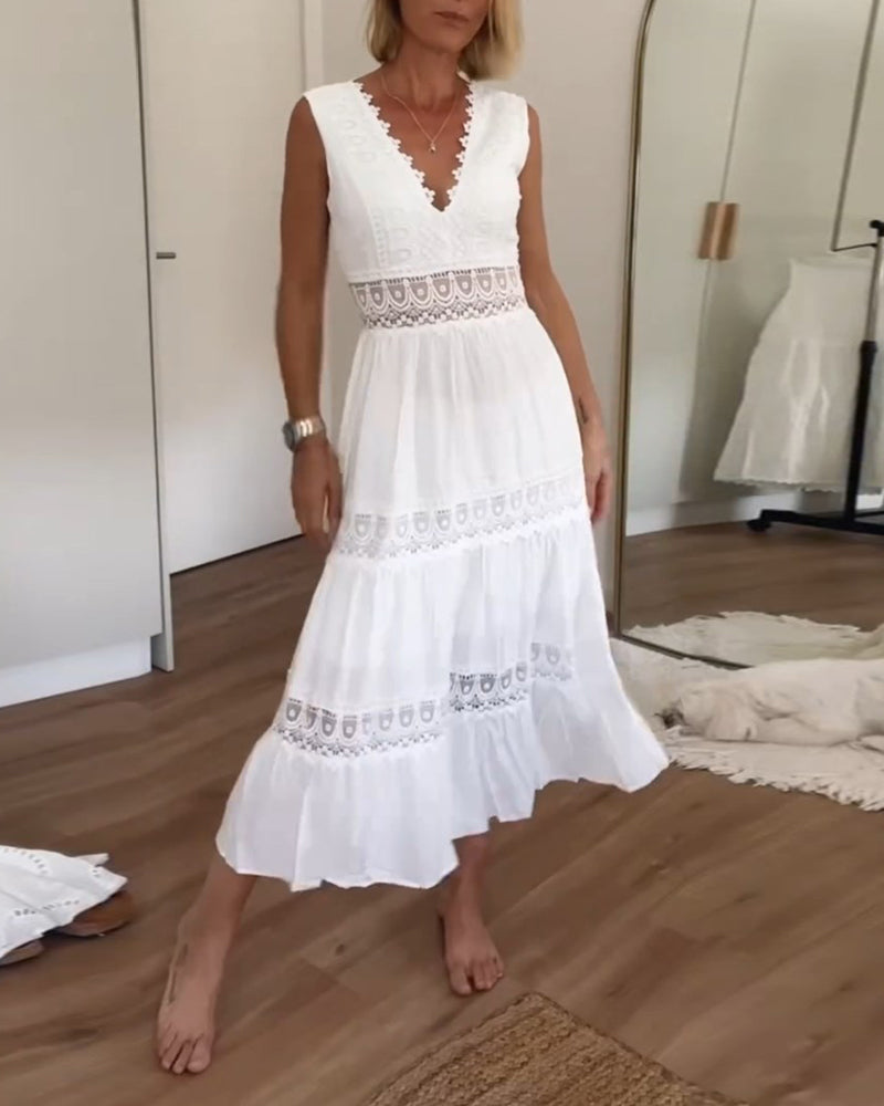 Circe - Vestito Camisole in Pizzo con Collo a V