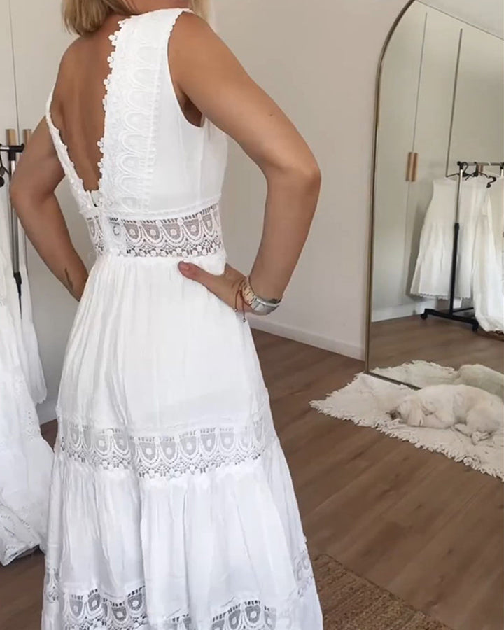 Circe - Vestito Camisole in Pizzo con Collo a V