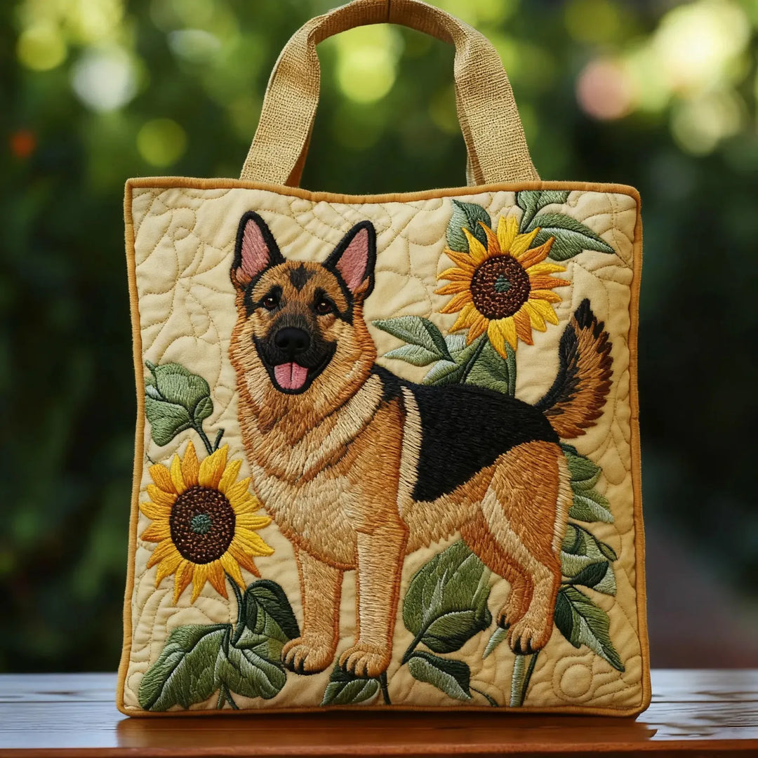 Håndlaget Veske – Gjeterhund med Blomster