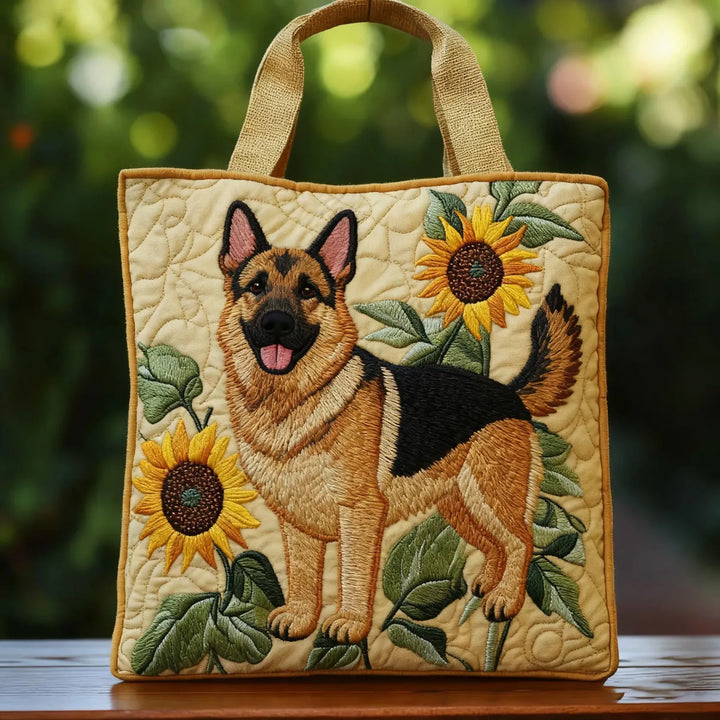 Håndlaget Veske – Gjeterhund med Blomster