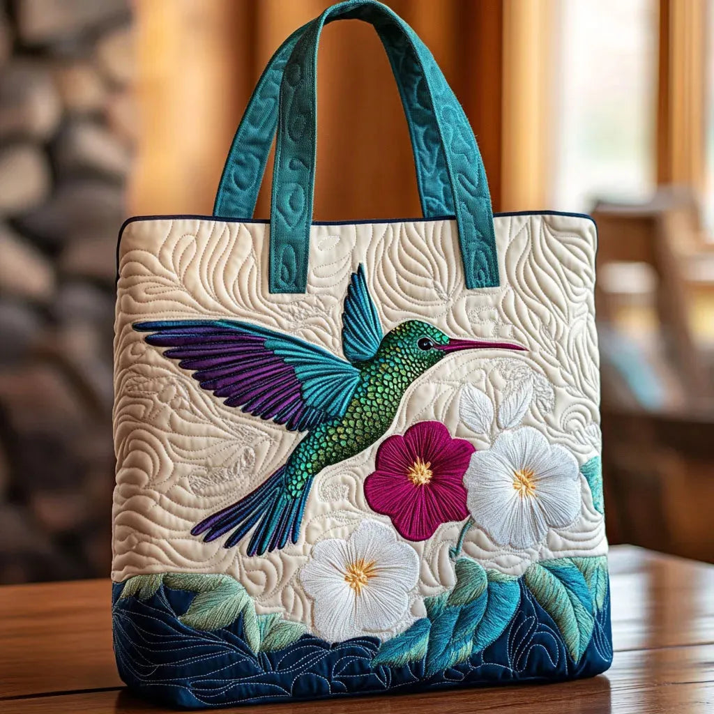 Håndlaget Veske – Kolibri og Hvit Blomst