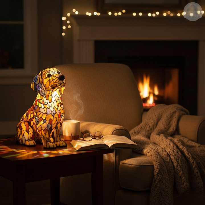 Håndlaget Lampe – Strålende Åndelig Golden Retriever Buddy