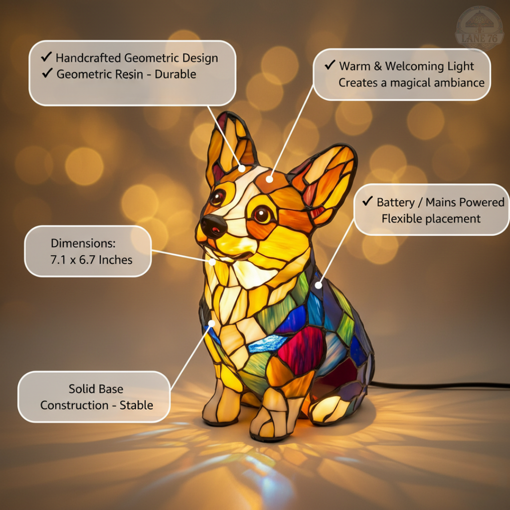 Håndlaget Lampe – Glad Corgi