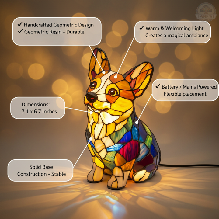Håndlaget Lampe – Glad Corgi