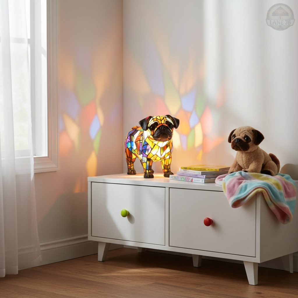 Håndlaget Lampe – Strålende Mops