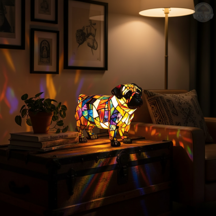 Håndlaget Lampe – Strålende Mops