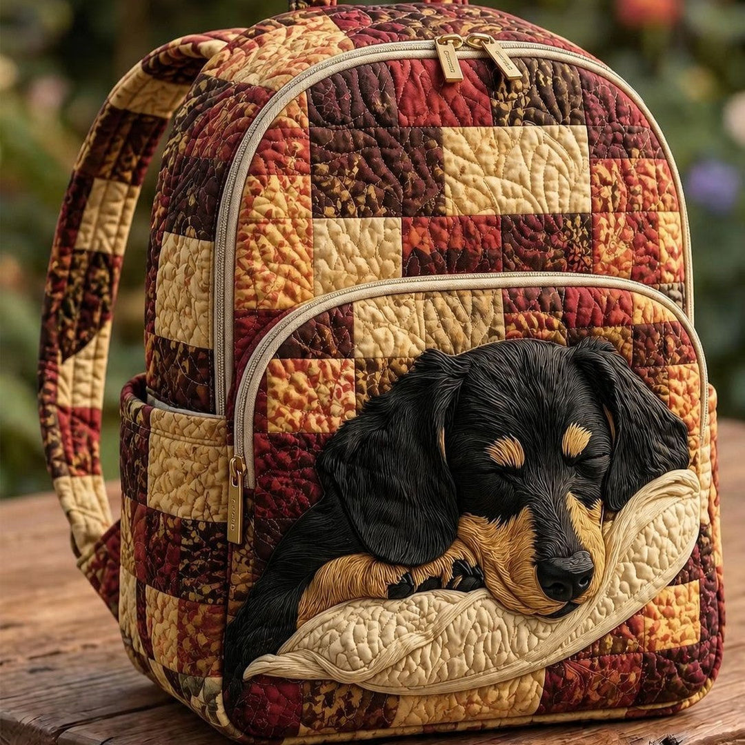Astrid & Magnus Handverk Quiltet Ryggsekk – Sovende Gravhund Lappeteknikk