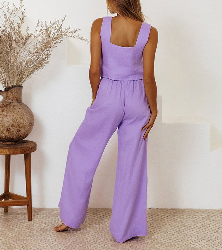 Megan - Completo Top Minimalista e Pantalone Svasato