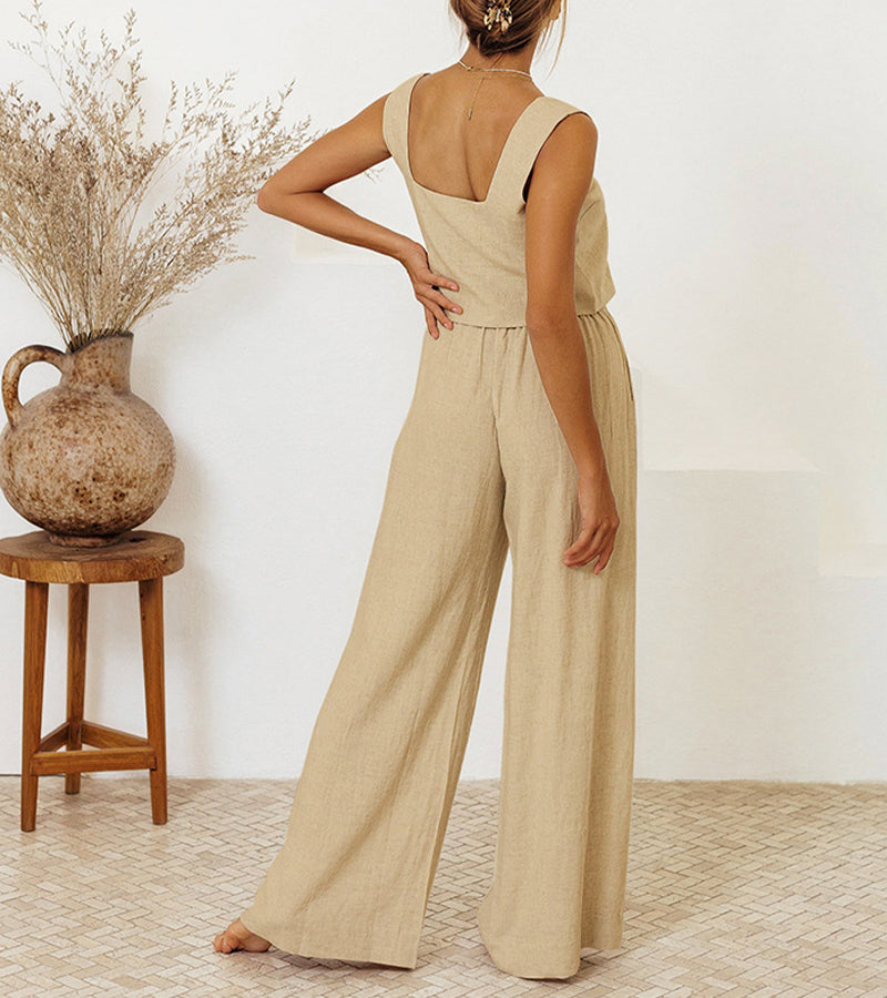 Megan - Completo Top Minimalista e Pantalone Svasato