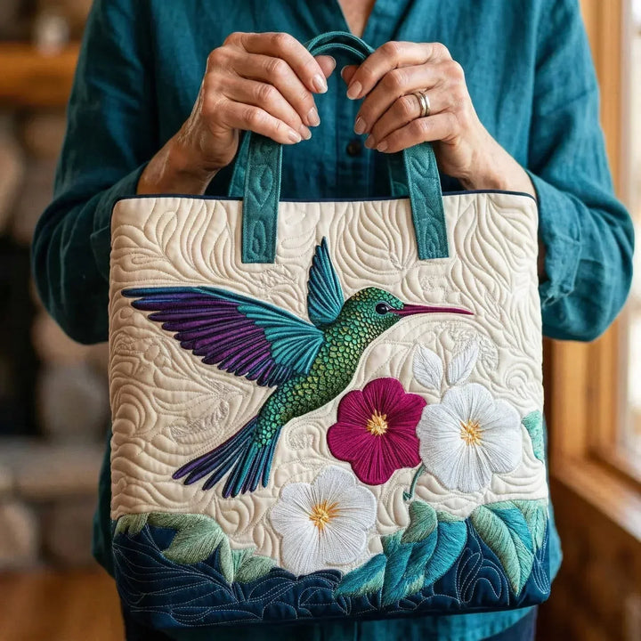Håndlaget Veske – Kolibri og Hvit Blomst