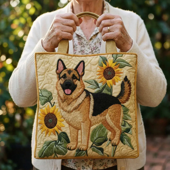 Håndlaget Veske – Gjeterhund med Blomster
