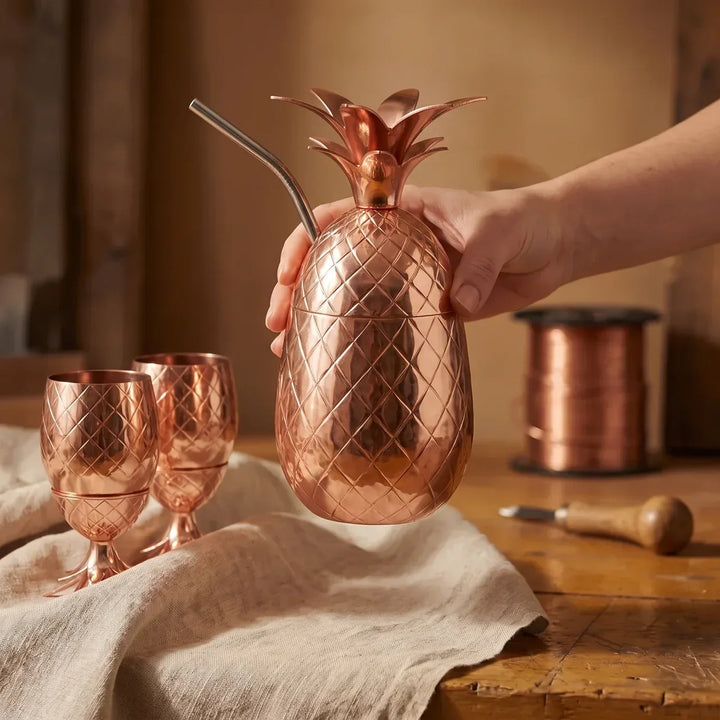 Astrid & Magnus Handverk Hamret Kobber Ananas Begersett